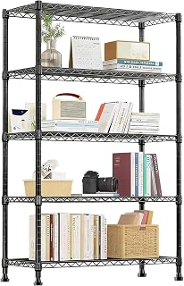 XCITY 5-Tier Storage Shelves, 2000 LBS Capacity Heavy Duty Metal Height Adjustable Wire Shelving Unit, Steel Utility Wire Shelving for Garage Pantry Kitchen Laundry, 30" X 14" X 60", Black
