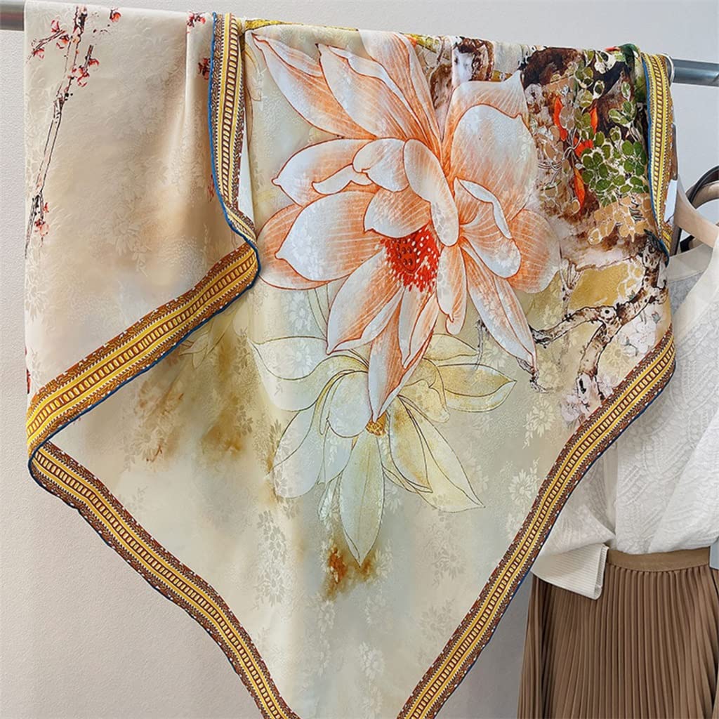Amazon.co.jp: レディース シルク スカーフ 両面 両面 花柄 大判