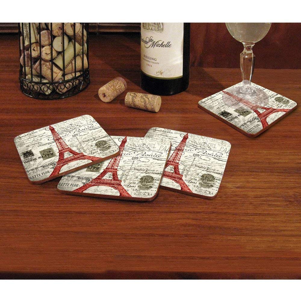 Freelance Wood Hardboard Kitchen & Dining Table Tea Glass Coasters, 10.5 x 10.5 cm, Set of 6 - Image 1