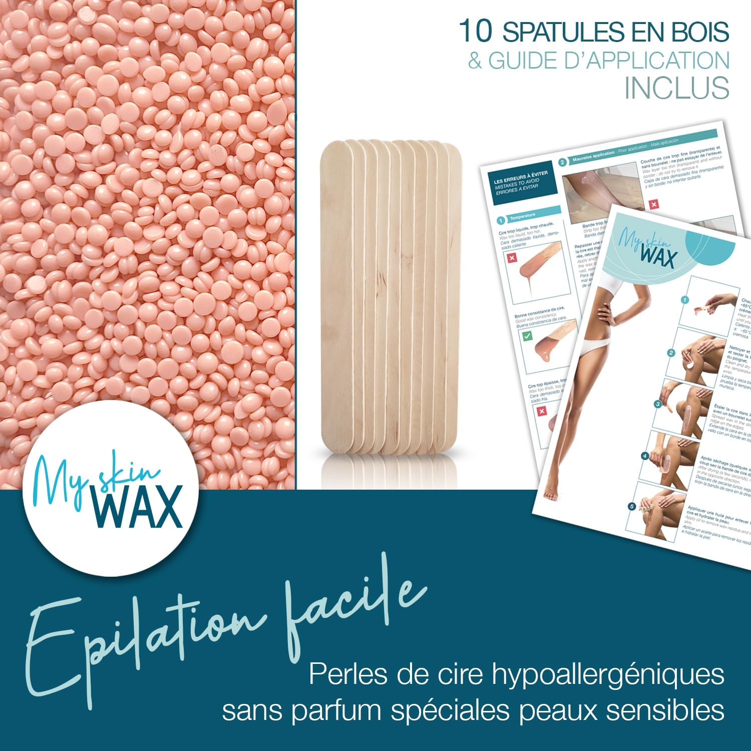 Perles de Cire à épiler sans Bande, 800g, Hypoallergénique, Cire d'Épilation en Douceur sa - Analyse des détails et conception