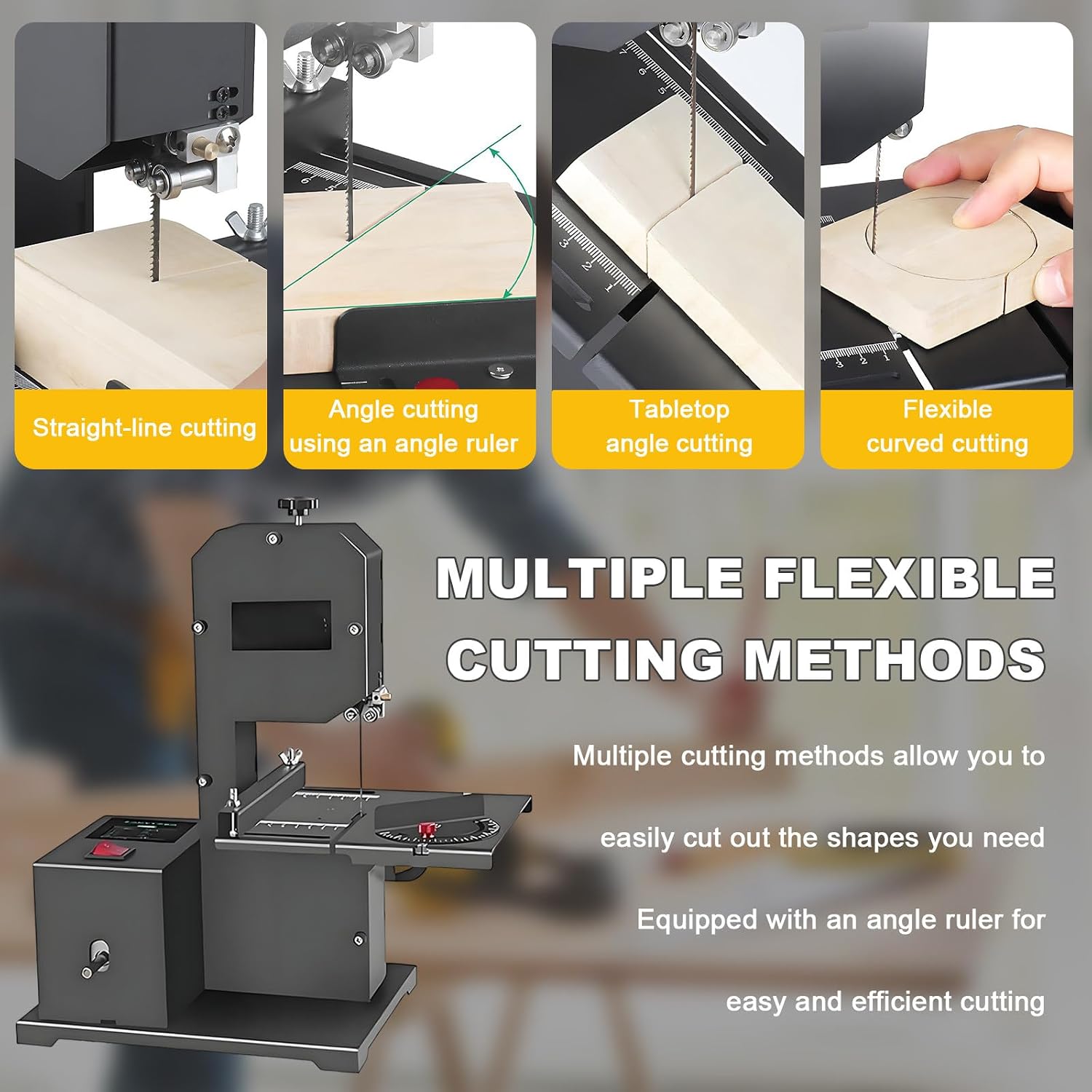 Mini Band Saw Machine for Cutting, Polishing, and Sanding with 70mm Deep Sawing Depth for Curve and Straight Line Applications