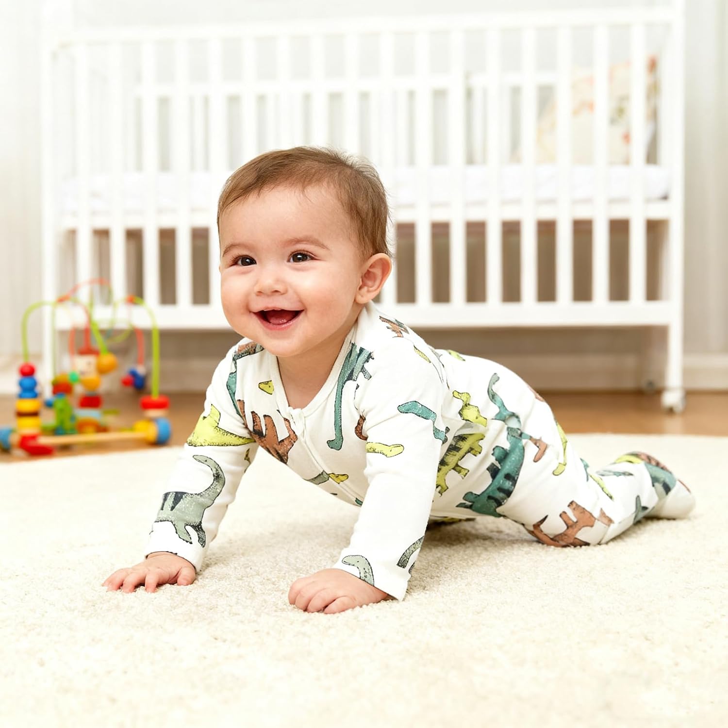 Baby Footie Jumpsuit, 100% Cotton Long Sleeve Footed Romper, Summer Outfit for 0-12 Months - Image 5