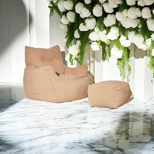 Miniatura 7 de Puf grande para adultos, puf gigante con relleno, puf con ottman, superficie suave, relleno de espuma de alta densidad, para dormir y relajarse