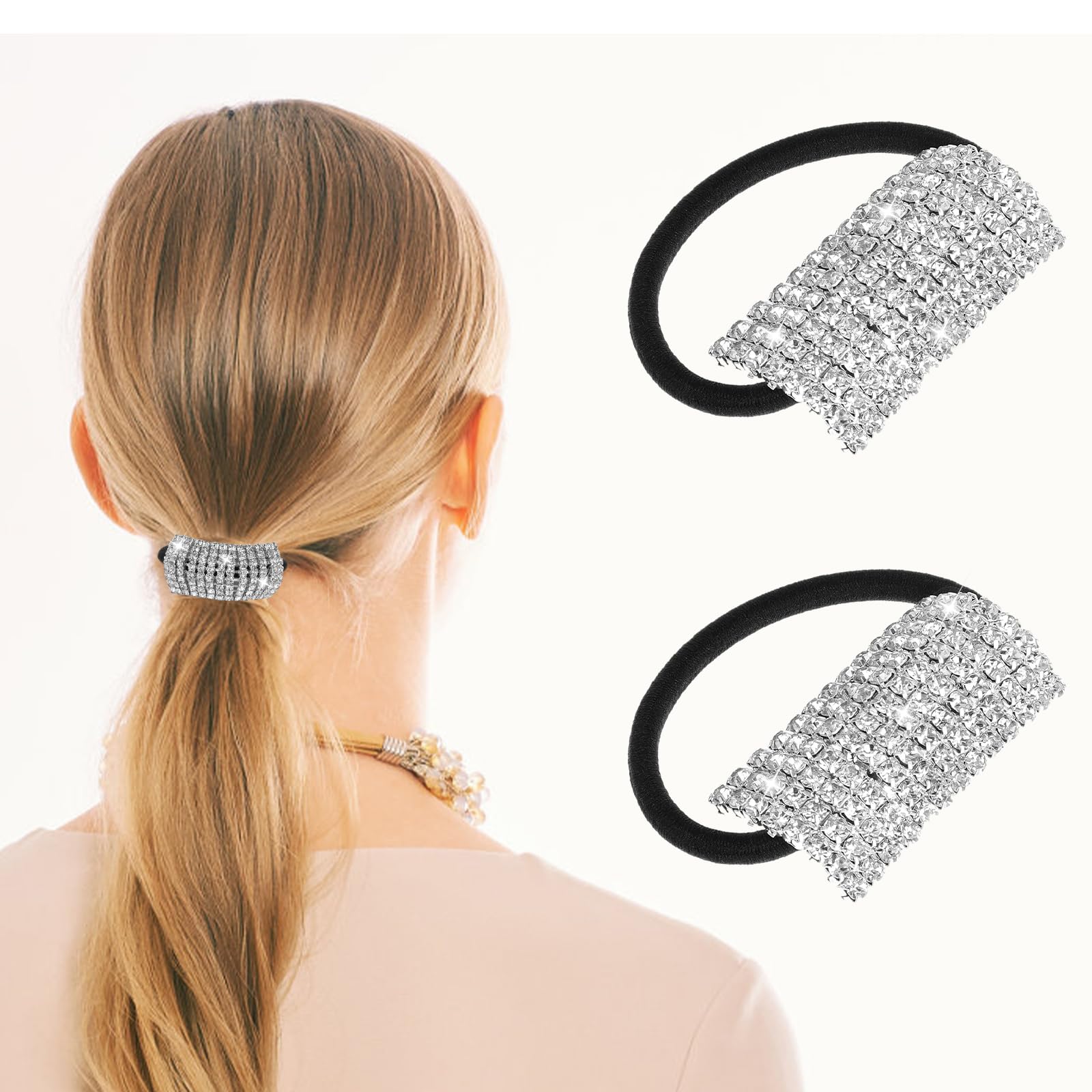 アクセサリー READYMADE Hair Tie Amazon.com : Molain 2Pcs Sparkly Rhinestone Hair Ties Ponytail