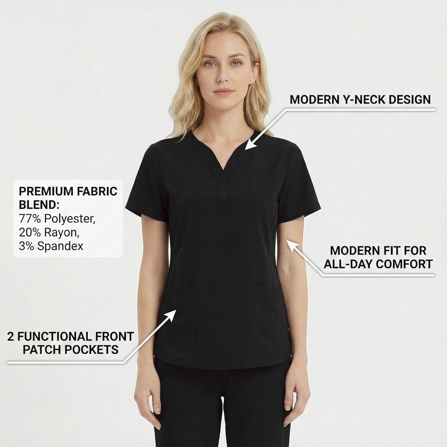 M&M SCRUBS Women's Ultra Soft Drop-Neck 2 Pocket Scrub Set