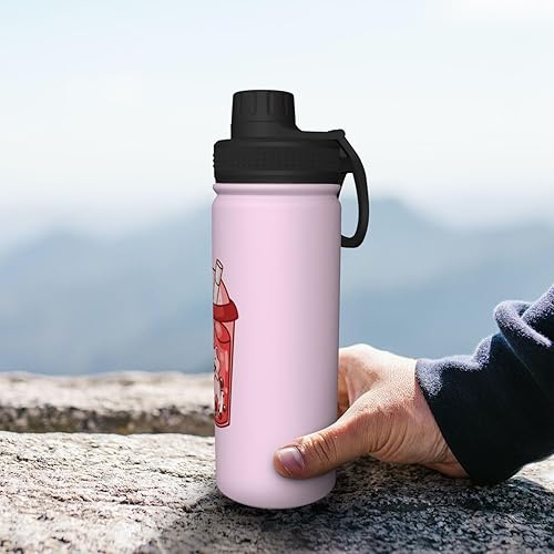 Miniatura 5 de ETHORY A Cat In A Red Drink Cup Botella de agua de acero inoxidable de 18 onzas con aislamiento y tapa de boquilla, botella de agua fría y caliente