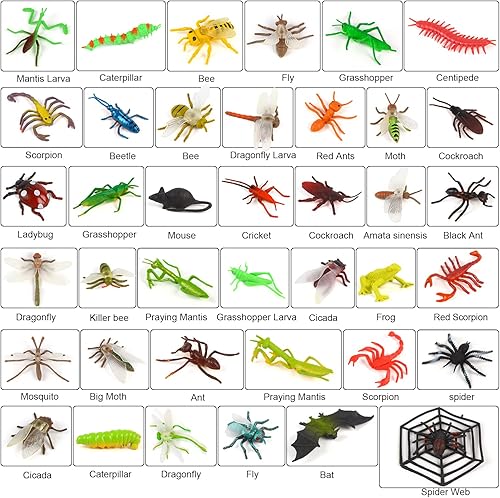 Miniatura 2 de FINGOOO Paquete de 39 insectos e insectos para niños, varios juguetes de insectos de plástico falsos, recuerdos educativos para fiestas