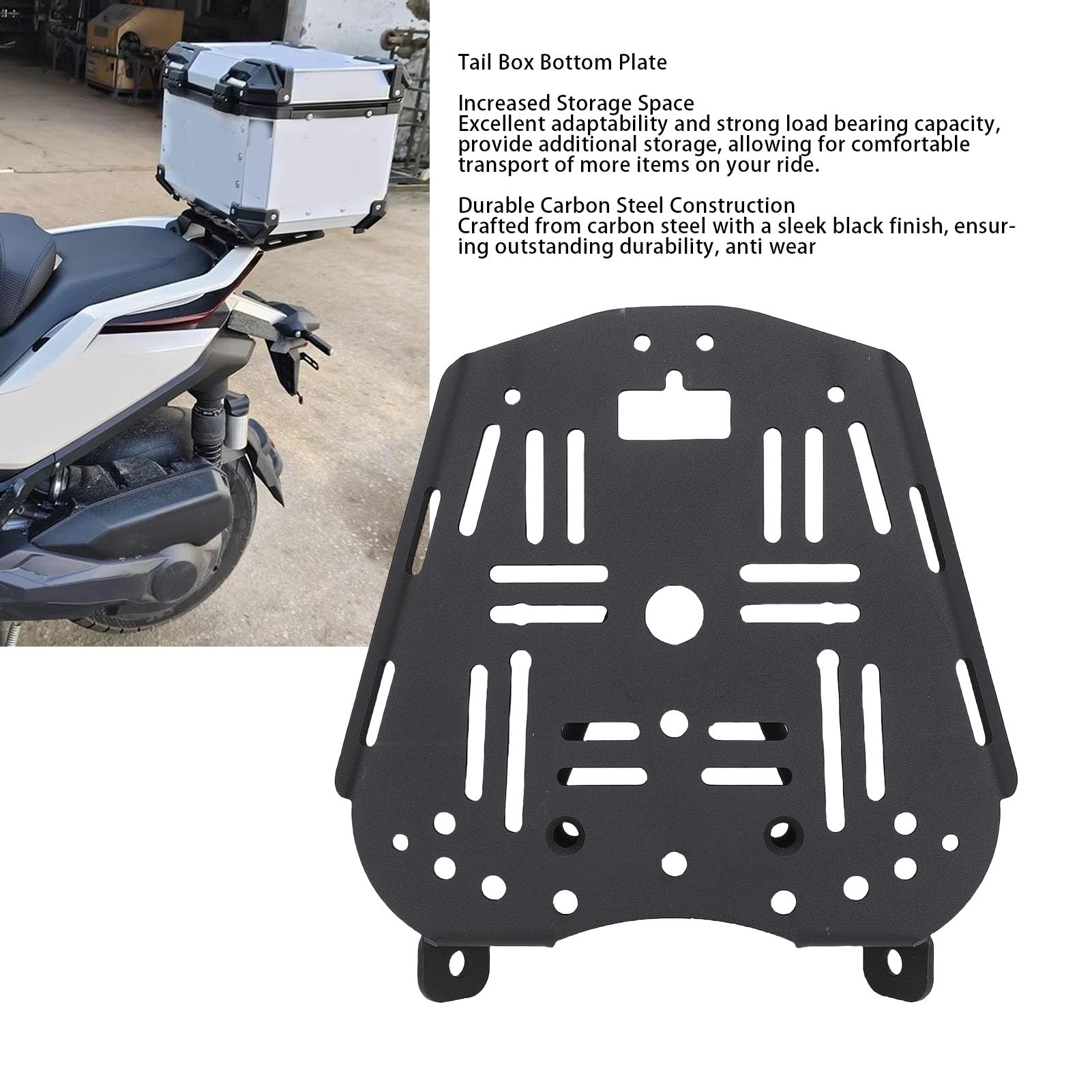 Yinhing Piastra Motociclista in Scatola Top Bastoncinitura della Piastra Bagagli Sostituzione per Zontes 368g 501 G Piastra Staccabile in Acciaio Carbone Piastra con Finitura Nera