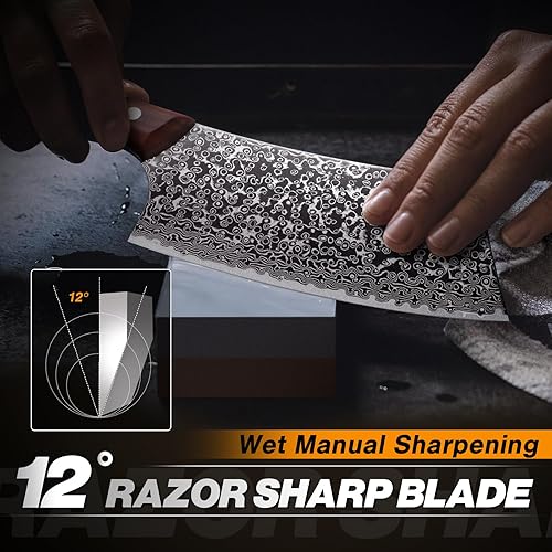 Miniatura 7 de Huusk Cuchillo de carnicero japonés de 6.4 pulgadas, cuchillo de carnicero forjado a mano para cortar carne, cuchillo de cortar verduras, acero de