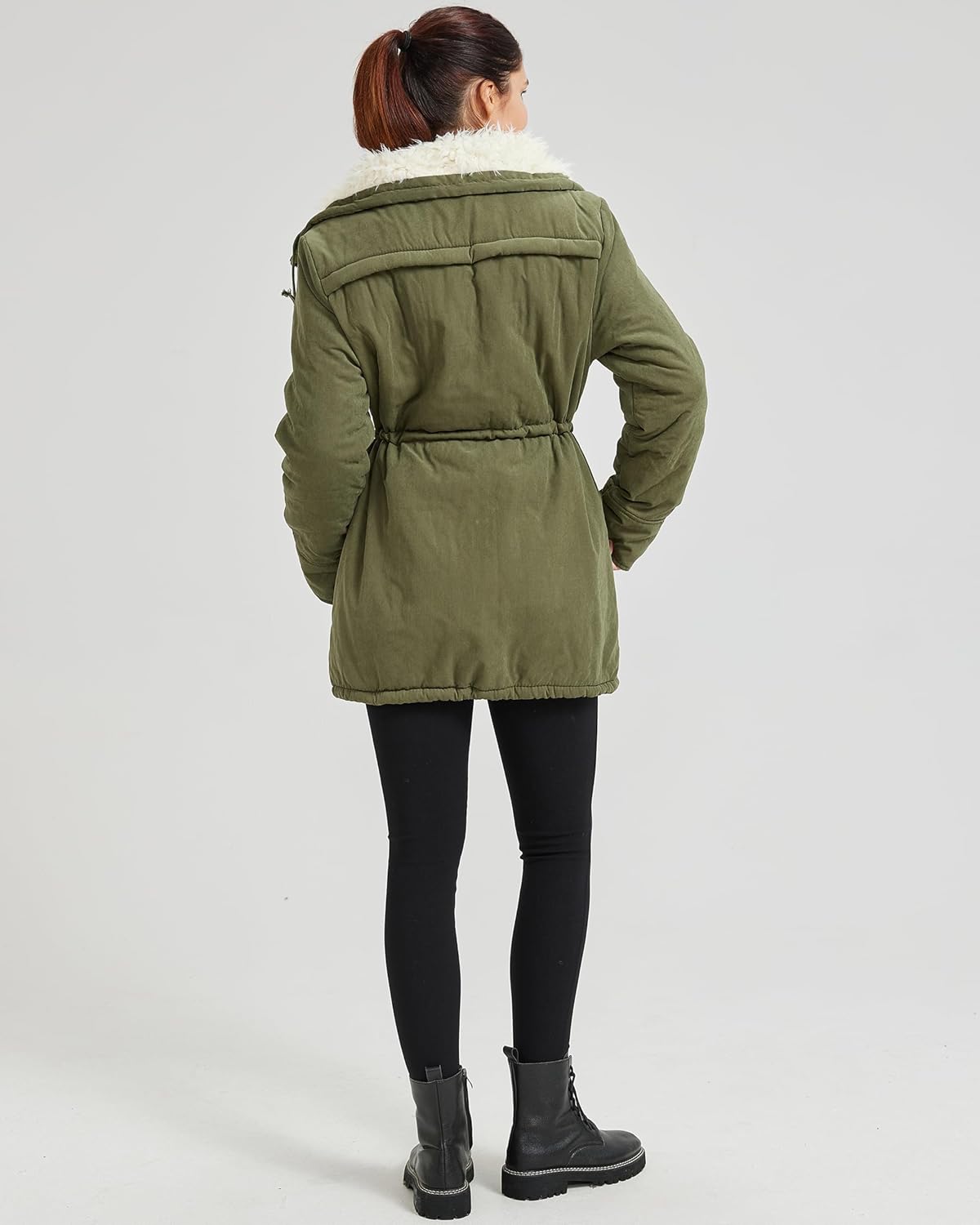 MEWOW Women's Winter Mid Length Thick Warm Faux Lamb Wool Lined Jacket Casual Coat - Image 7