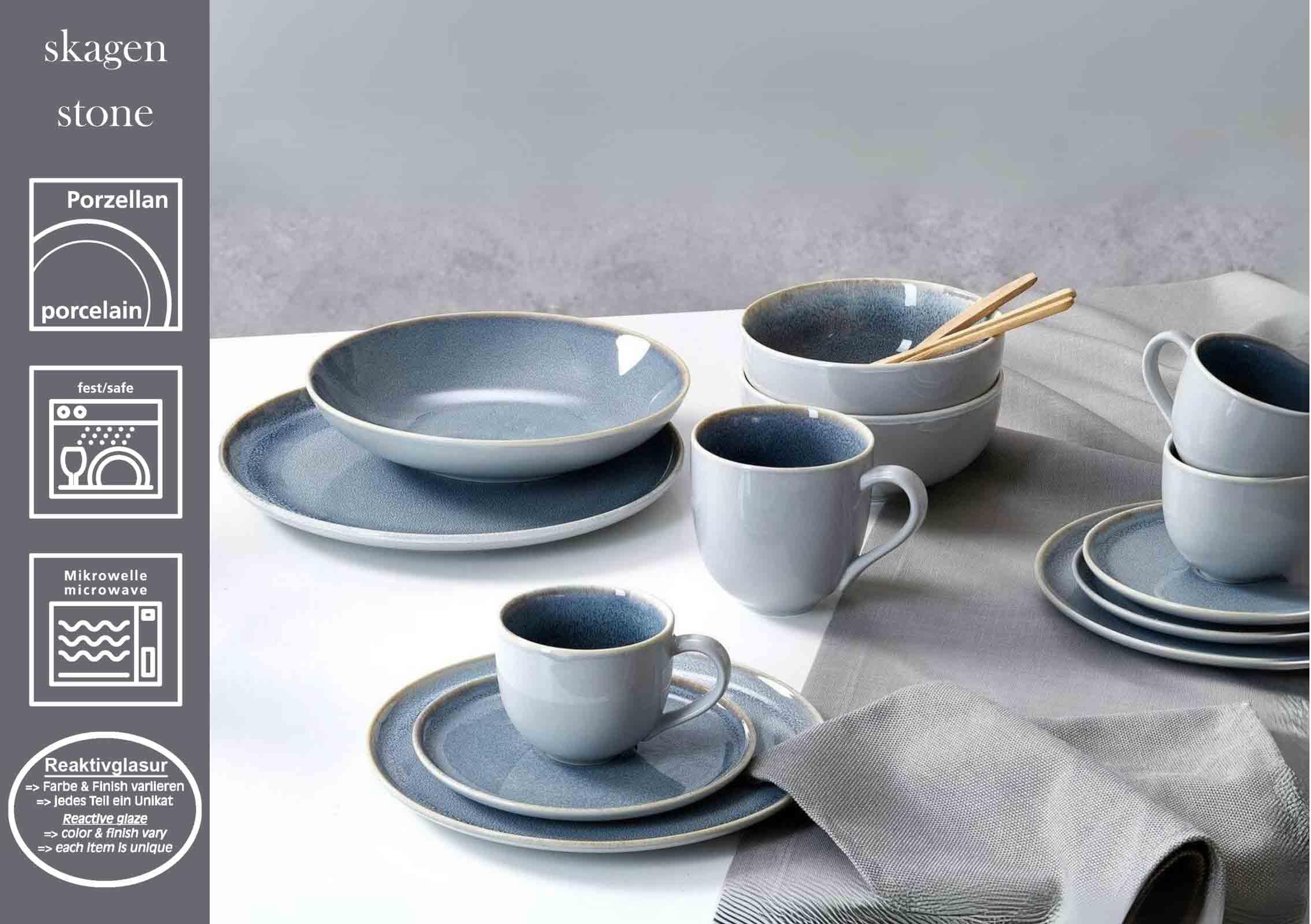 Ritzenhoff & Breker Skagen Stone Müslischalen 6er Set | Runde Schalen Ø 15 cm | Porzellan-Geschirr mit Reaktivglasur |Spülmaschinen- & Mikrowellenfest | Steingrau