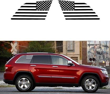 CONGCONG Precut Rear Side Quarter Window Matte Black American Flag Decal Stickers Compatible with Jeep Grand Cherokee 2011-2021.1 Pair