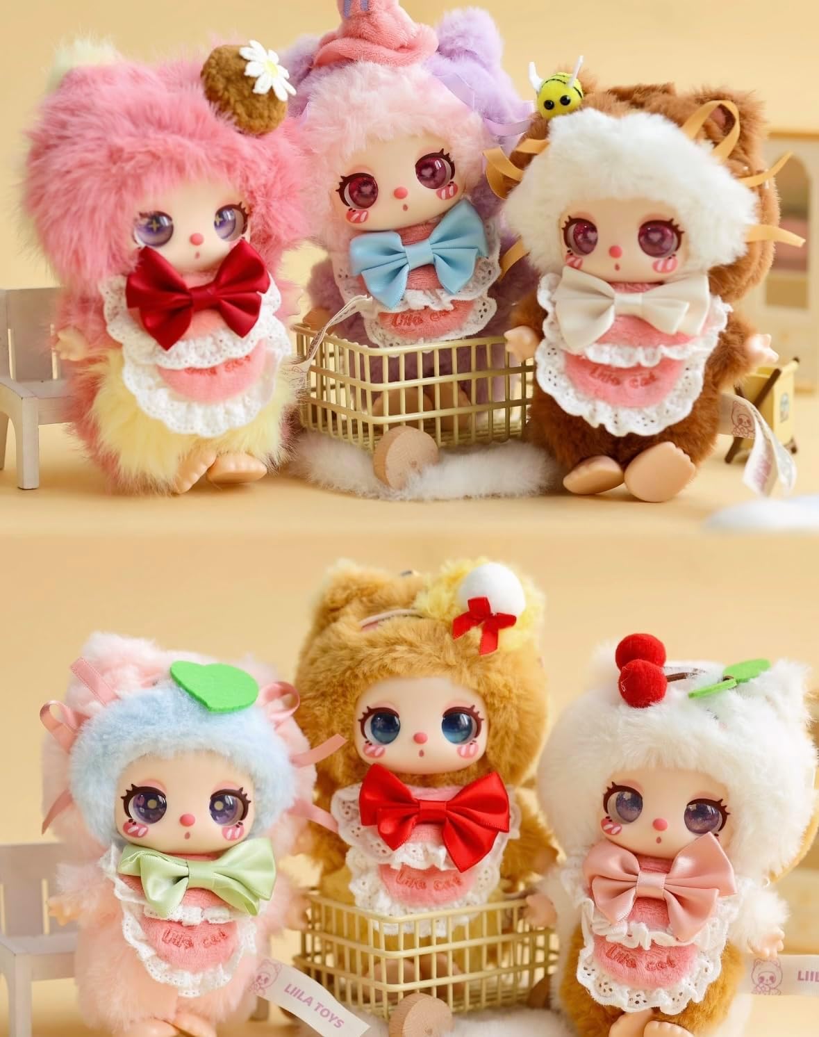 Liila’s Chef Kitten Plush Blind Box Keychain | Cute Collectible Keychain & Bag Charm | 6 Regular Designs + 1 Secret Edition | Random 1 Piece (Single Item)