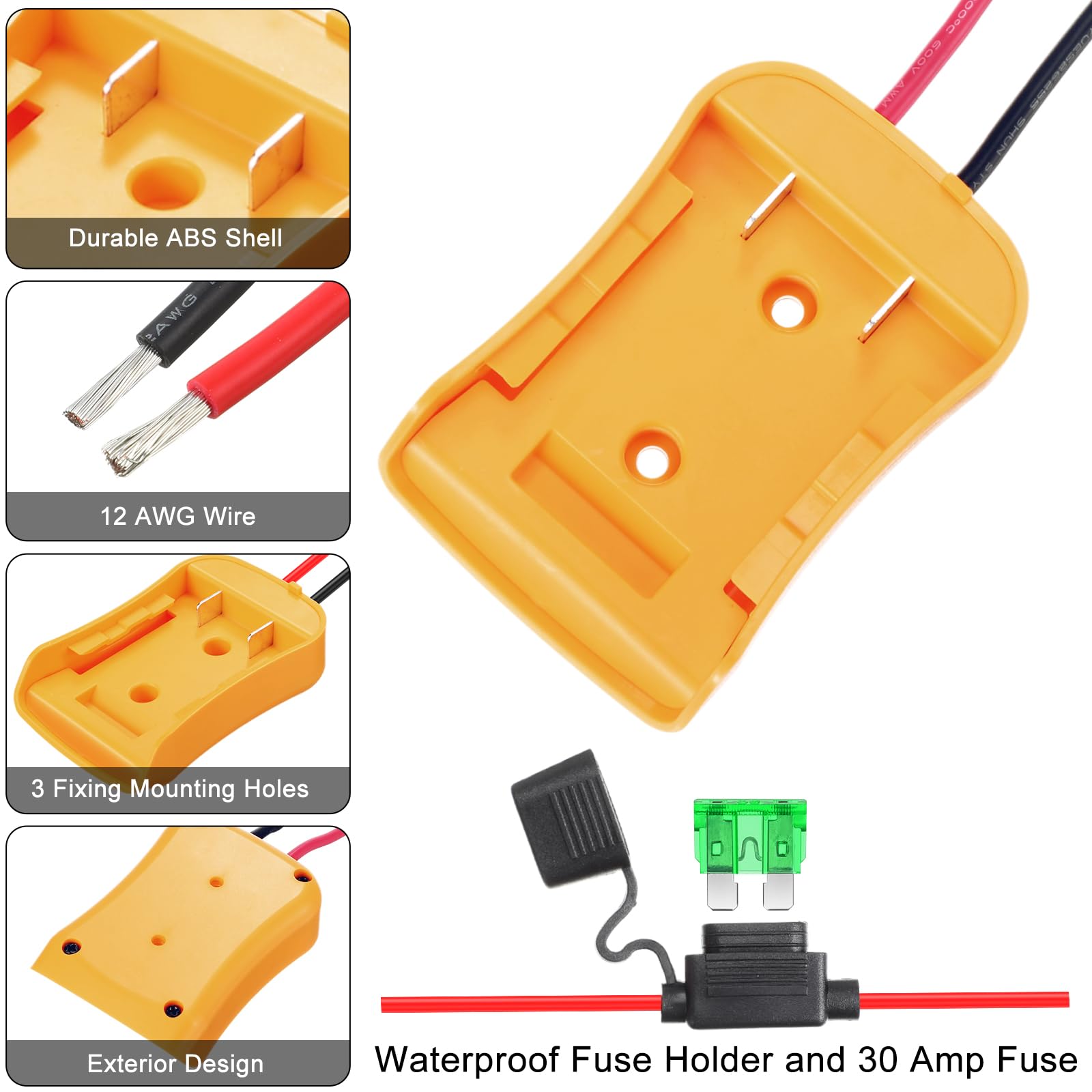 Pickmesh Paquete de 4 adaptadores de ruedas compatibles con Dewalt de 20 V, kit convertidor de adaptador de batería para coche RC, robótica, camión a control remoto, conector de alimentación con