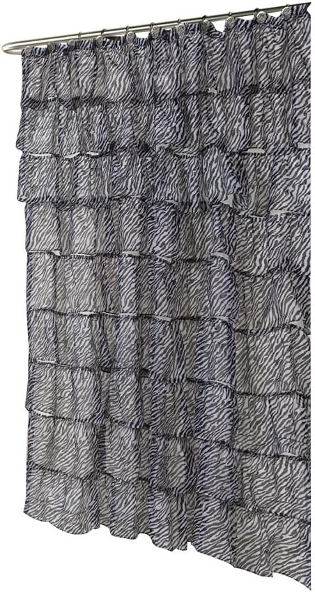 Carnation Home Fashions "Carmen Crushed Voile Fabric Shower Curtains with Ruffled Tiers, Butterfly, 70 by 72-Inch