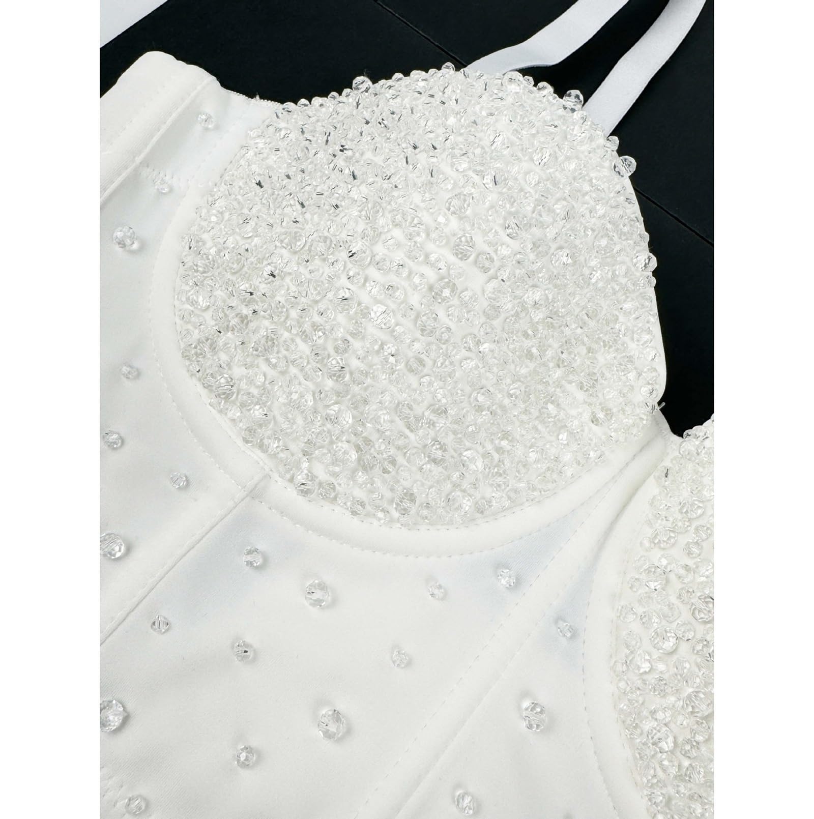Top Corto Bustier con Pizzo Naturale e Strass da Donna Top Corsetto Sexy In Rete Reggiseno Bodyshaper