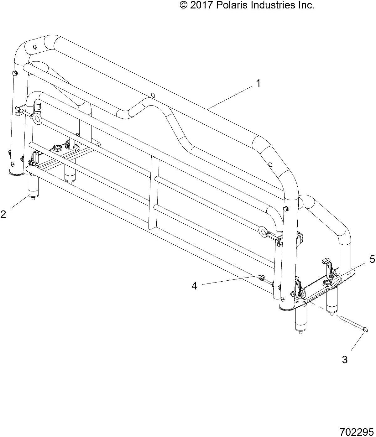Polaris General Lock & Ride Tip-Down Headache Rack, for Specific General Models, Adds UTV Bed Storage, Protects Rear Cab, Black, Steel, Power Coated, Genuine OEM - 2882144