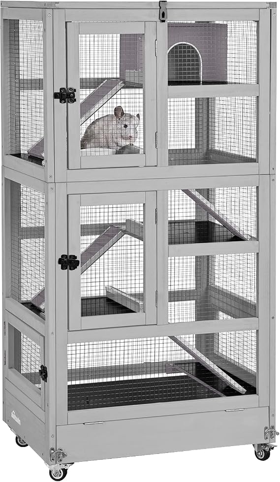 Aivituvin Ferret Cage Large Chinchilla Cage Rat Habitat 5 Levels for Chinchilla,Lizard,Squirrel, Chameleon,Gerbil and Other Small Animal,Prevent Escape
