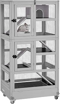 Aivituvin Ferret Cage Large Chinchilla Cage Rat Habitat 5 Levels for Chinchilla,Lizard,Squirrel, Chameleon,Gerbil and Other Small Animal,Prevent Escape