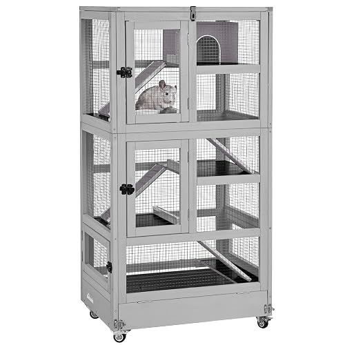 Aivituvin Ferret Cage Large Chinchilla Cage Rat Habitat 5 Levels for Chinchilla,Lizard,Squirrel, Chameleon,Gerbil and Other Small Animal,Prevent Escape - 27.6"L x 20.0"W x 55.2"H