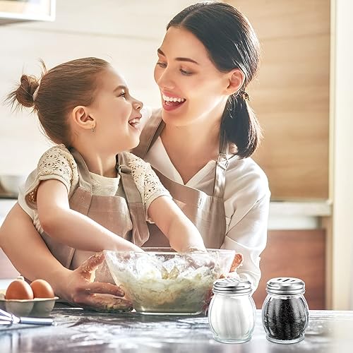 Miniatura 13 de Hotop Coctelera de queso parmesano con parte superior perforada, coctelera de especias de vidrio de 6 onzas con parte superior ranurada de acero