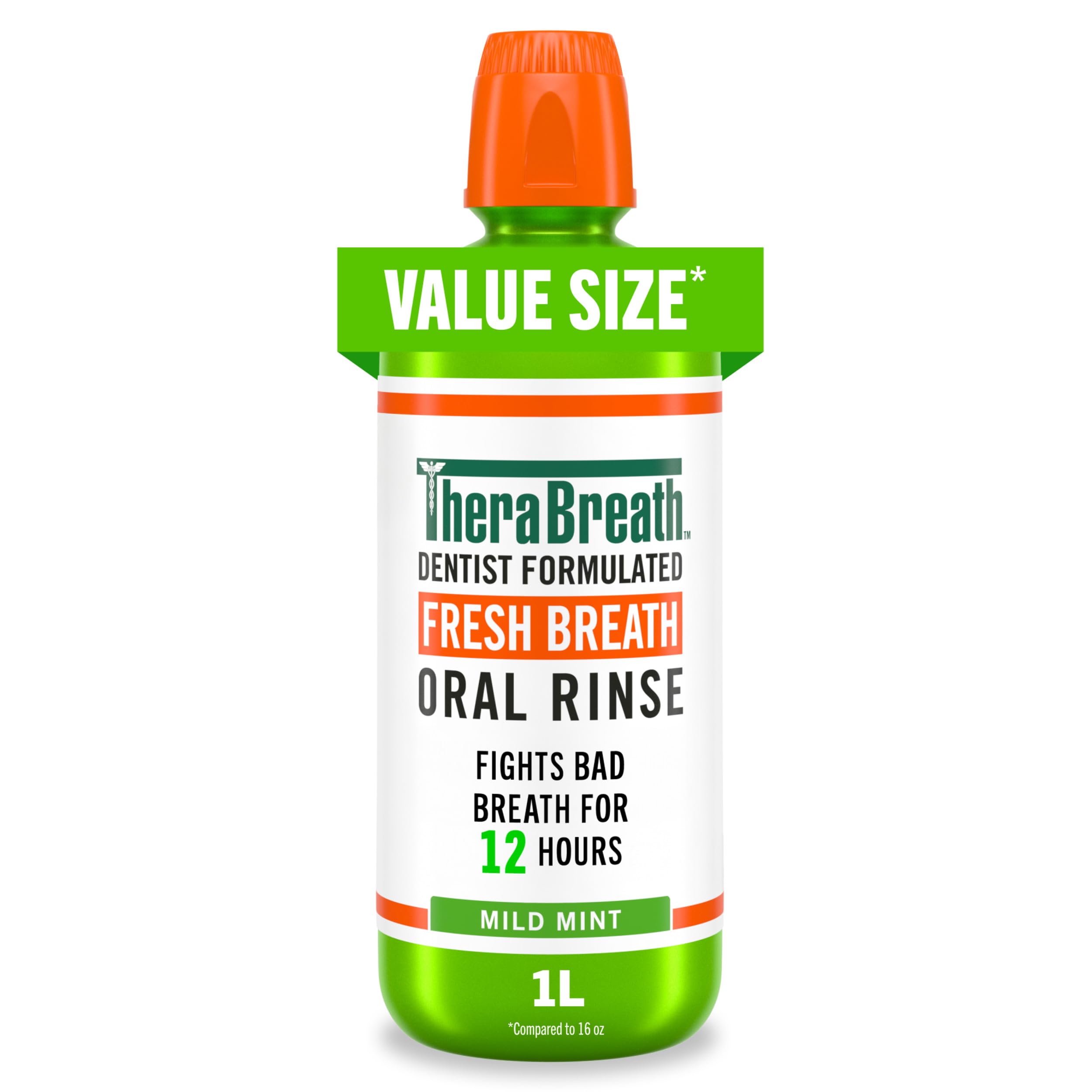 TheraBreath Fresh Breath Mouthwash Mild Mint Alcohol-Free 1 Liter