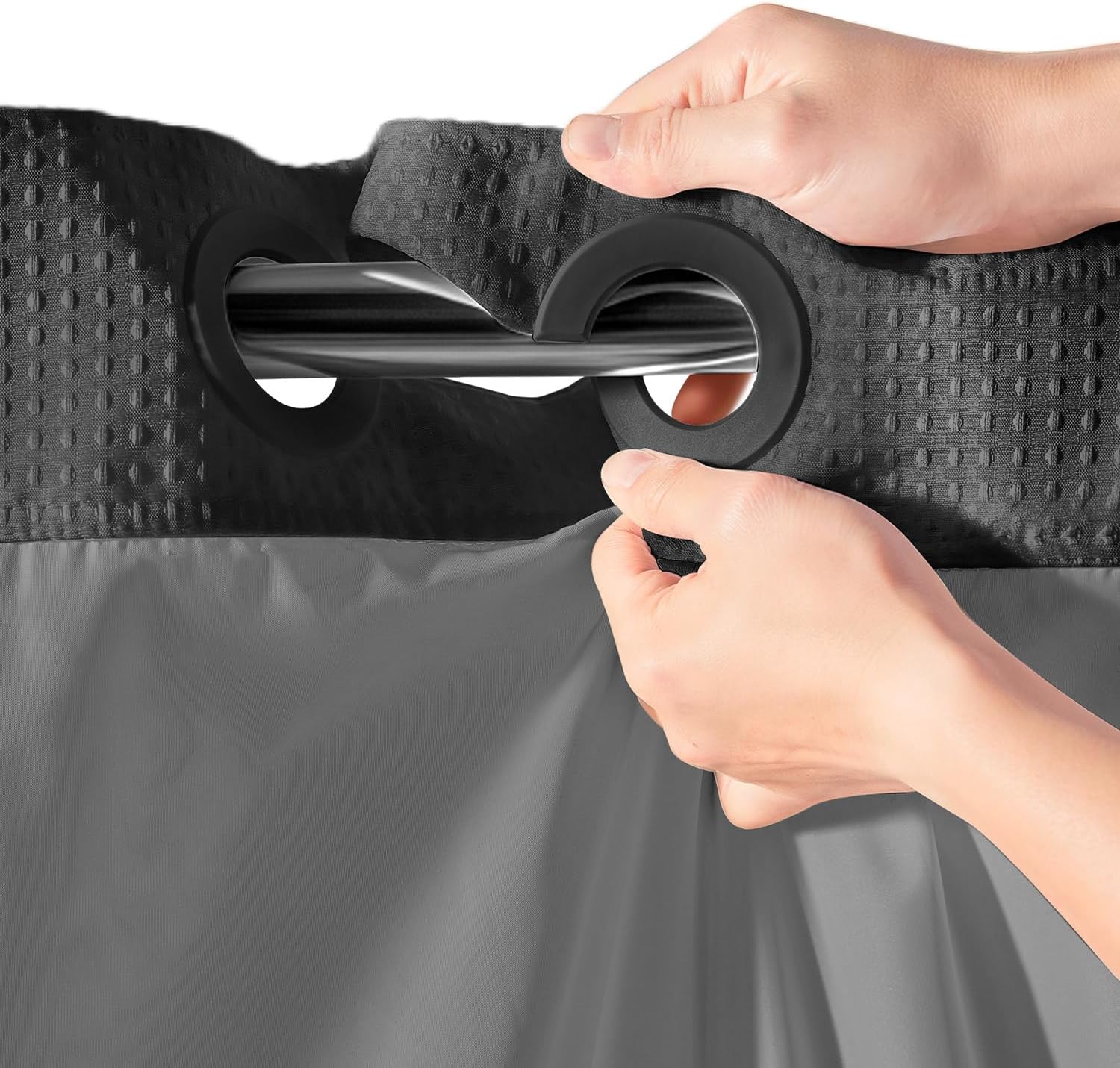 River Dream Heavyweight No Hooks Required Dotted Waffle Weave Shower Curtain with Snap in Liner - 71W x 74H,Hotel Grade,Spa Like Bath Curtain,Graphite Grey