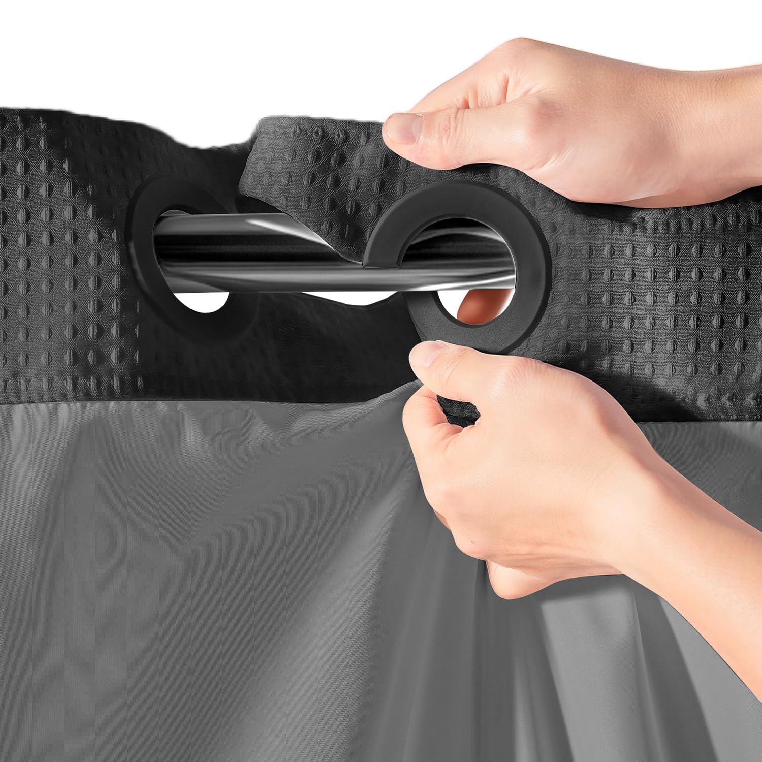 River Dream Rideau de Douche à Tissage gaufré avec Doublure à Clipser – 180 x 188 cm (l x H), de qualité hôtelière, Rideau de Bain Semblable au Spa, Gris Graphite