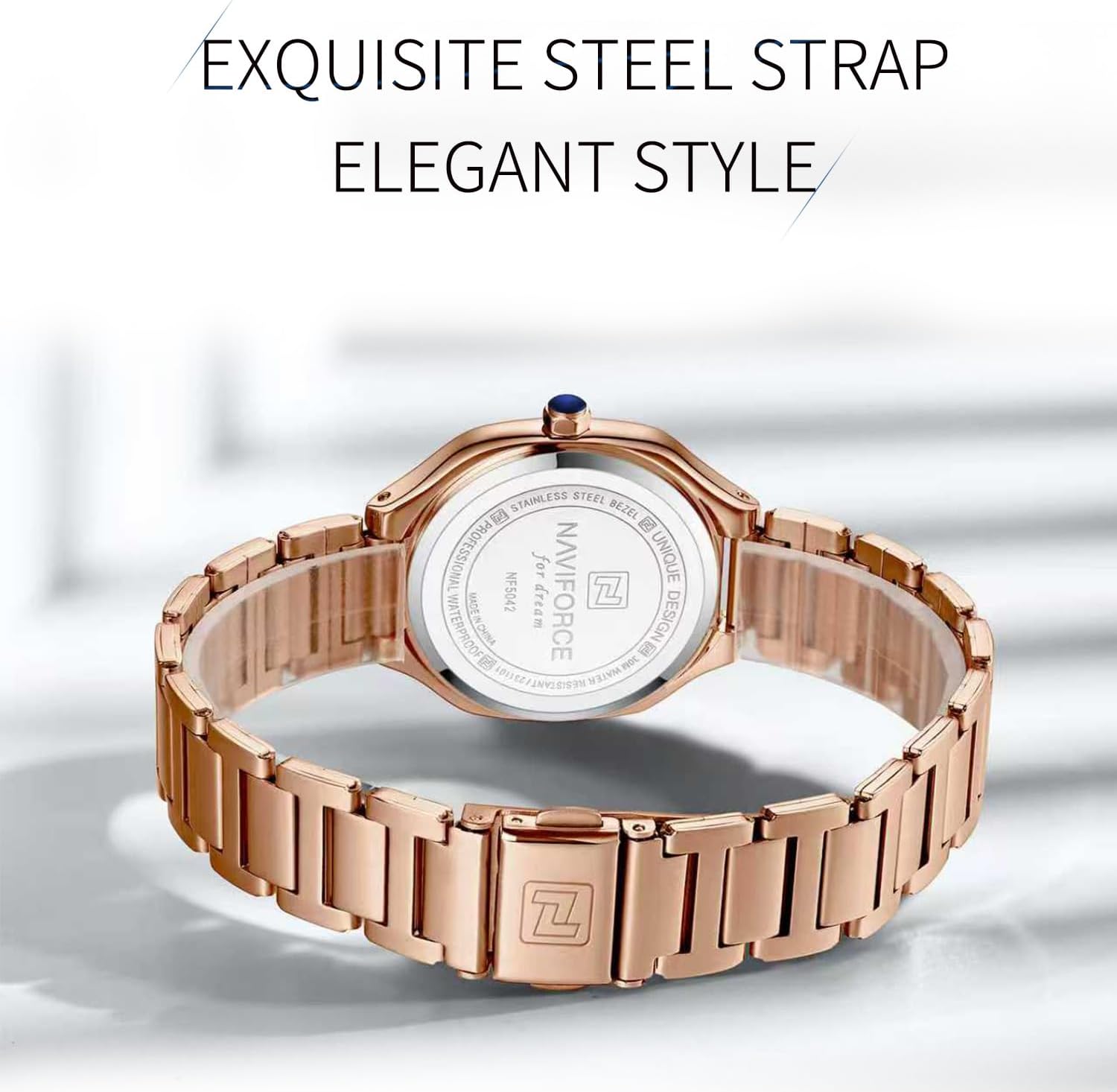 NAVIFORCE Fashion Vintage Watches for Women with Square Case Roman Dial,Stainless Steel Band Bracelets - Image 5