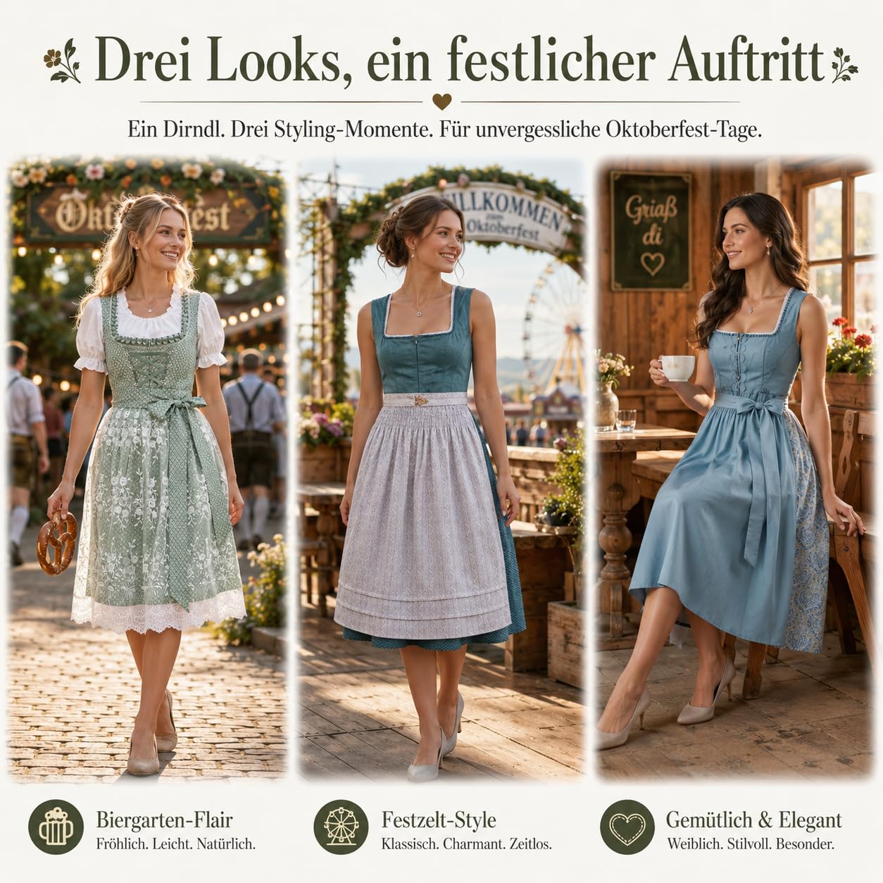 Dirndl Damen Oktoberfest Dirndlkleid mit Schürze und Spitzenbluse, Midi Trachtenkleid aus Samt, Elegantes Wiesn Outfit, Moderne Trachtenmode für Volksfest, Kostüm Große Größen