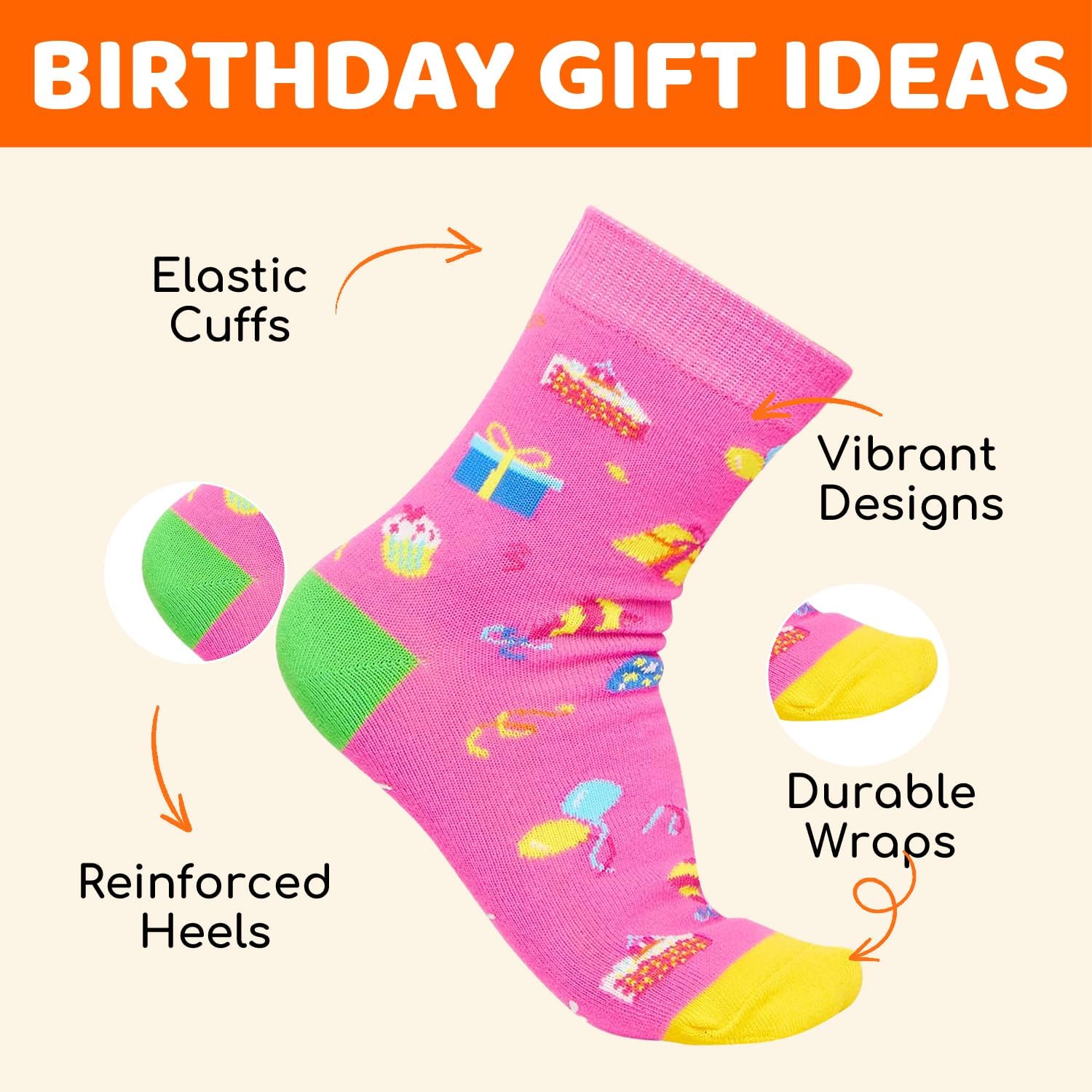 HAPPYPOP Birthday Gifts Ideas - Socks for 6-10 Year Old, Birthday Gift with Greeting Card - Image 5