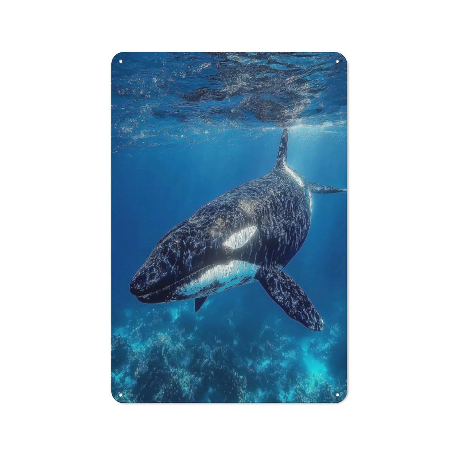 Junmoney Style-8 Orca Underwater Decorative Tin Sign 30X20cm, Old Fashioned Vintage Wall Decor For Lounge, Study, Pub Or Wall Gallery