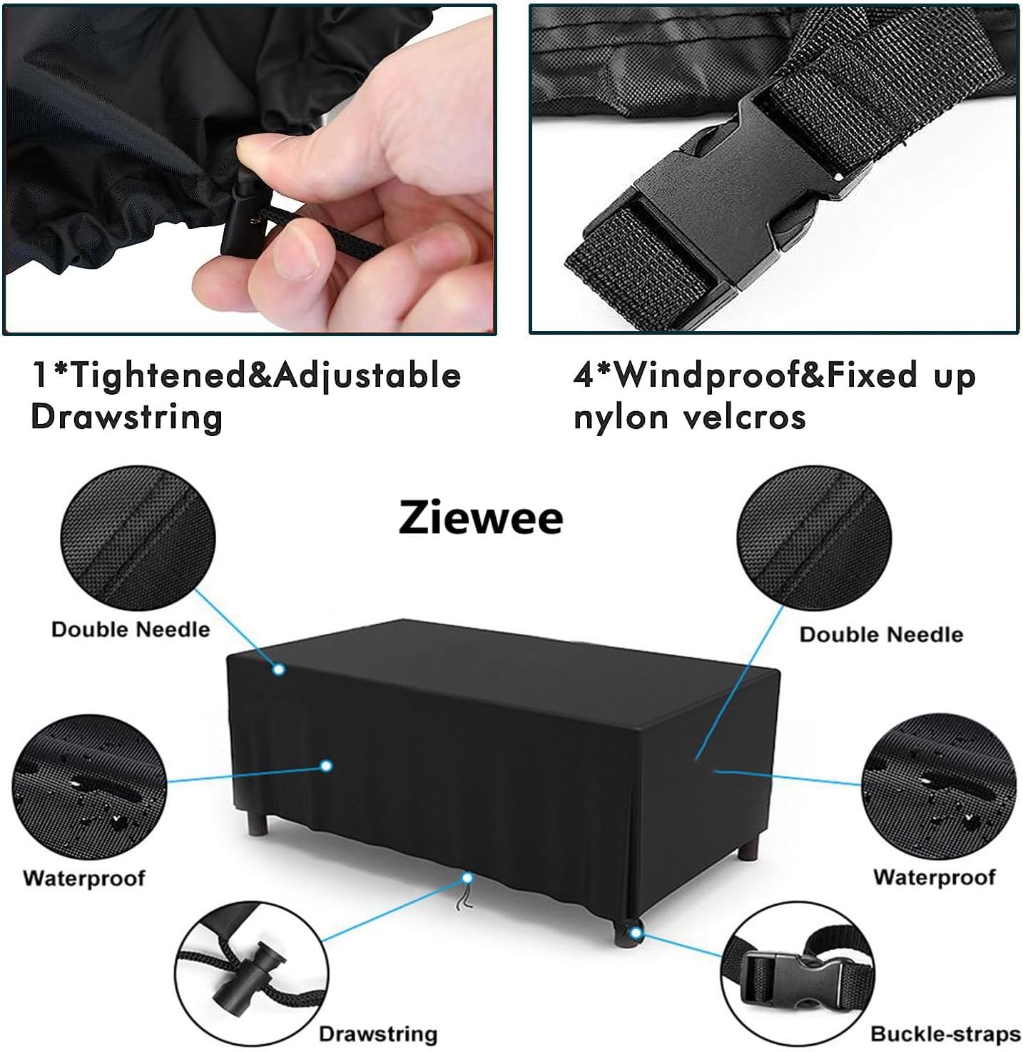 Outdoor Patio Furniture Covers Waterproof 600D Rectangular Outdoor Table and Chair Set Cover Wind Dust Proof Anti-UV Durable Patio Sectional Couch Cover 44" L x 24" W x 36" H / 110x60x90cm