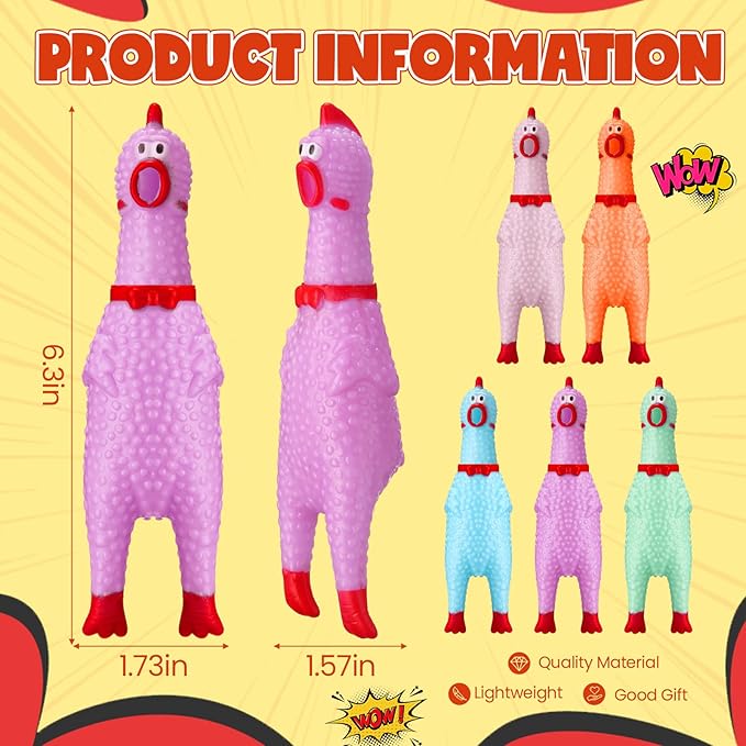 Honoson 50 Pcs Pollos de Goma Chirriantes Juguete para Perros Adultos, 6.3 Pulg miniatura 3