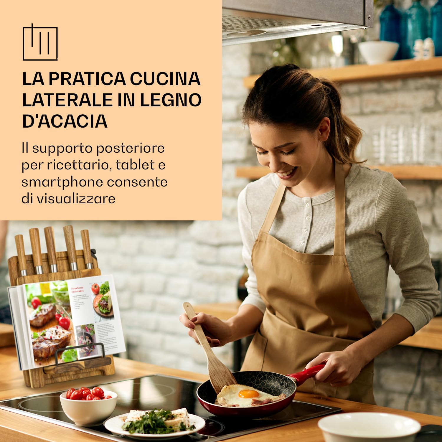 Klarstein Coltelli da Cucina Professionali 5 Pezzi, Set Coltelli da Cucina con Ceppo Magnetico, 5 da in Acciaio Legato, Set da Professionali Anti Graffio