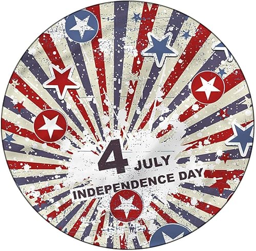 Mantel de cierre de borde redondo, mantel elástico para el 4 de julio, pintura de estrellas y rayas, para mesas redondas de 39 pulgadas de diámetro,