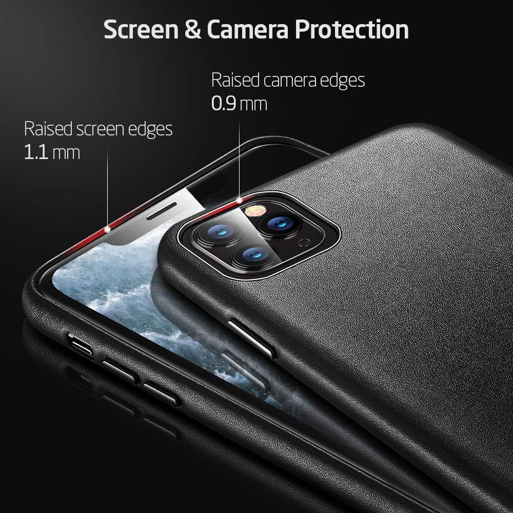 ESR Premium Real Leather Case Compatible with iPhone 11 Pro Max - Slim Full Leather Phone Case [Supports Wireless Charging] [Scratch-Resistant] Protective Case for iPhone 11 Pro Max 6.5" 2019 - Black