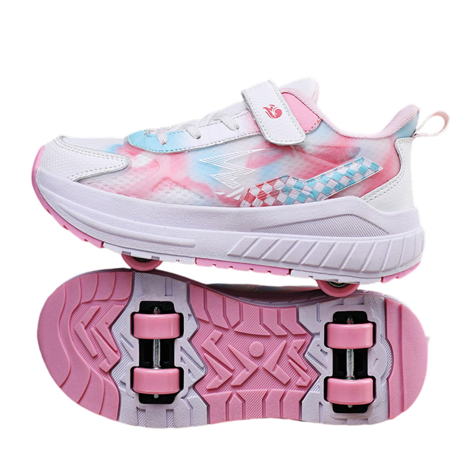 Surwin Schuhe mit Rollen Kinder, Schuhe mit 4 Rollen, Nylonschnalle Roller Skate Shoes Mädchen Jungen Turnschuhe mit Rollen Rollschuhe Schuhe Skateboardschuhe Rollschuhe