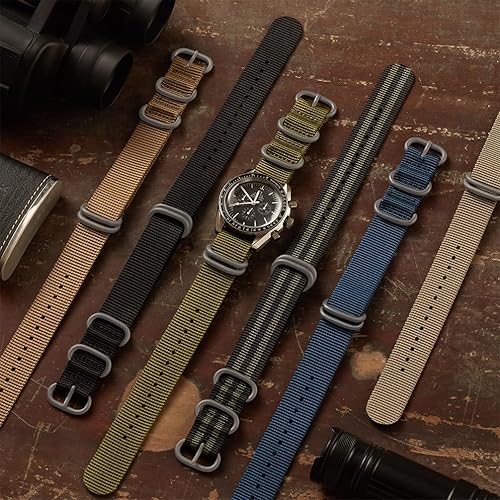 Miniatura 2 de Correas de reloj Correa de nailon balístico militar con hebilla pesada plateada de gama alta elección de ancho 0.709 in, 0.787 in, 0.866 in o