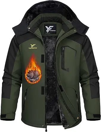 Men's Ski Jacket Waterproof Warm Snowboard Jacket Insulated Winter Coat for Outdoor Cold Weather Sports and Work