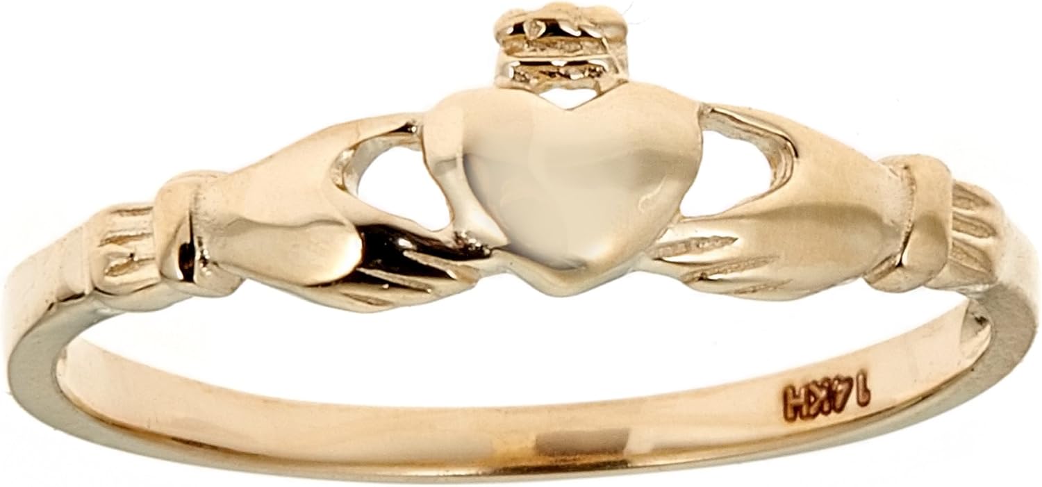 Ritastephens 14k Solid Yellow Gold Small pinky rings size 3.5Claddagh Ring
