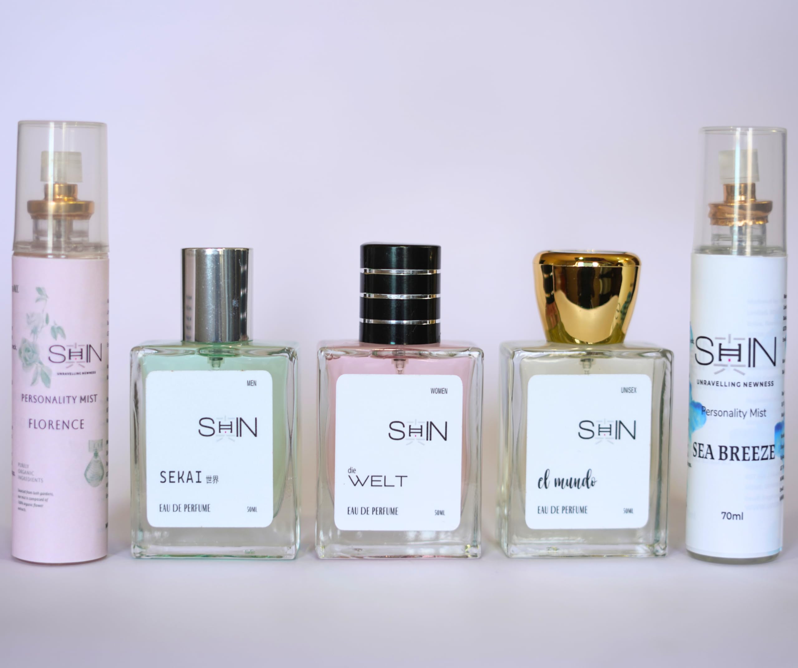 SHIN Sekai, Die Welt, El Mundo, Sea Breeze & Florence Luxury Fragrance Gift Set for Men & Women | 5-Piece Combo (50 ml Eau de Parfum × 3 + 70 ml Personality Mist × 2) | Bold Masculine Citrus, Elegant Floral Peach Vanilla, Deep Woody Oud Sandalwood & Refreshing Zesty Citrus Grapefruit Scents | All Day Wear, Gym & Special Occasions-image-25