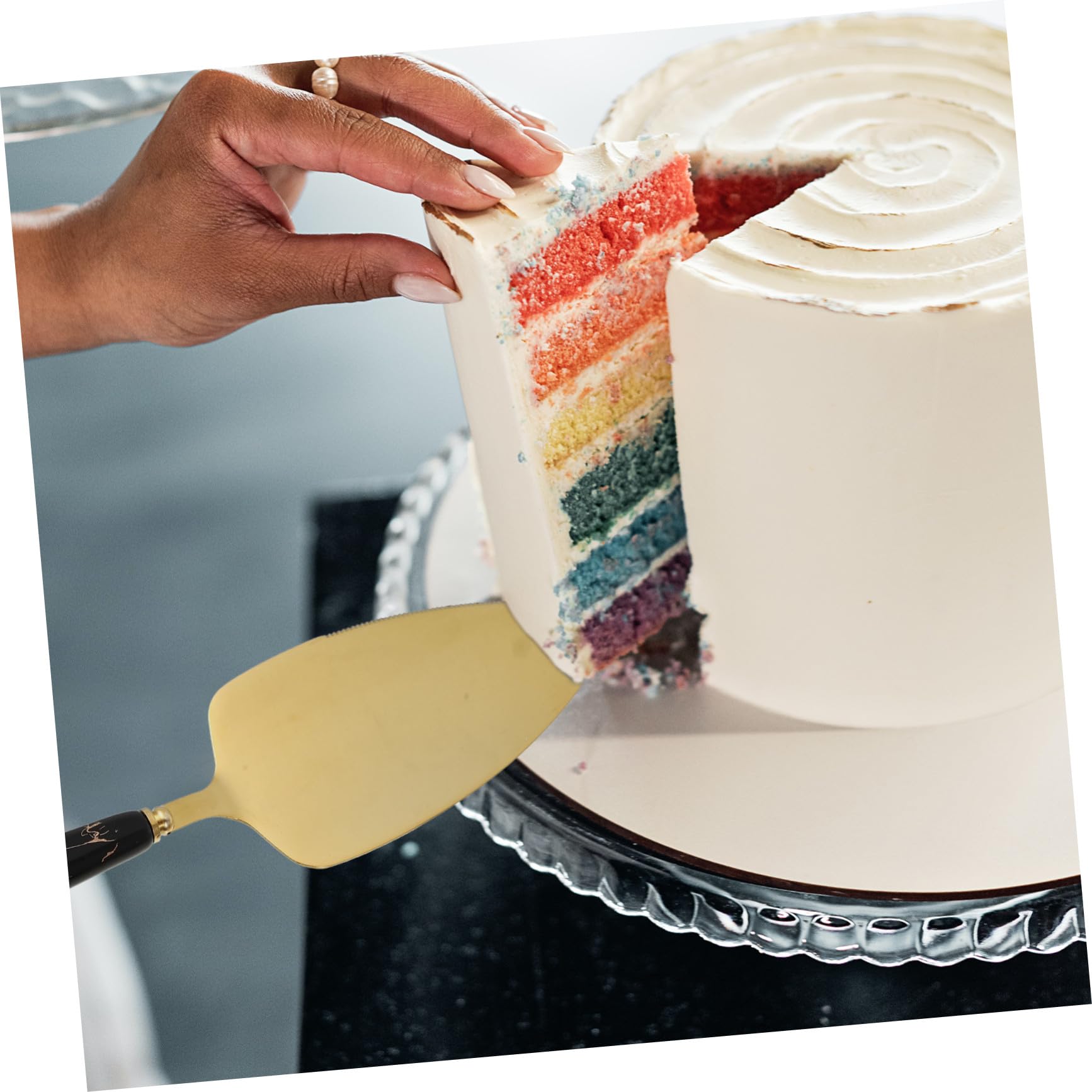 Spatule à Gâteau et Coupe-pizza en Acier Inoxydable 2 Pièces Noir Doré, Ustensiles Cuisine Ergonomiques Antidérapants pour Pâtisserie et Découpe, Ensemble Présent Élégant