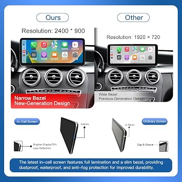 Wireless Carplay/Android Car 12.3 Inch Multimedia Radio Linux Touchscreen for Mercedes Benz NTG5.0 GLA CLA GLC AirPlay/Mircast/USB HD Resolution 2400 * 900
