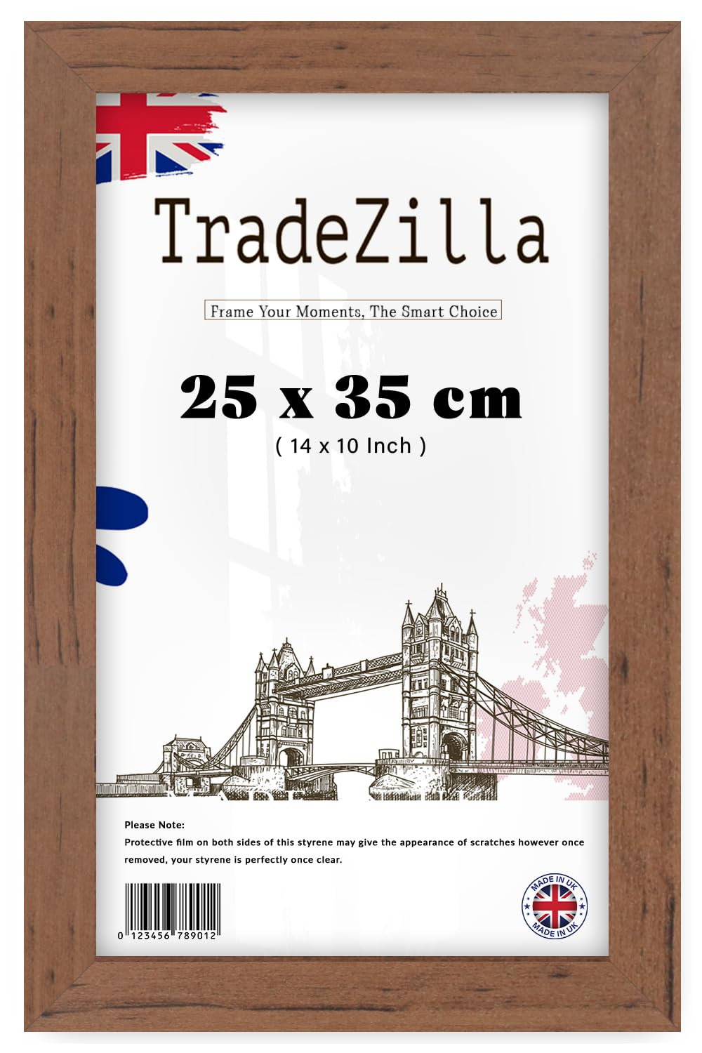 TradeZilla | Eton Wood Poster Frame (25 x 35 CM) MDF Wall Gallery Picture Frame for Art, Home & Office, Durable Engineered Wood, Sleek & Modern Finish [ Walnut ]
