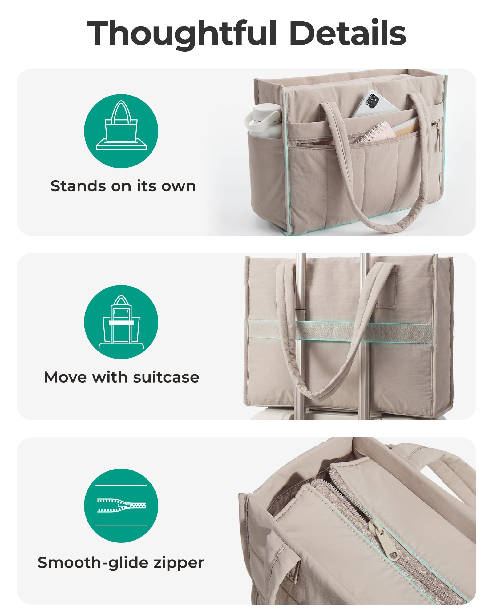bagsmart Torebka damska, torba robocza z izolowaną kieszenią chłodzącą, torba buforowa, torba na laptopa o przekątnej ekranu 15,6", aktówka, torba nauczycielska, torba na lunch, duża, lekka torba na