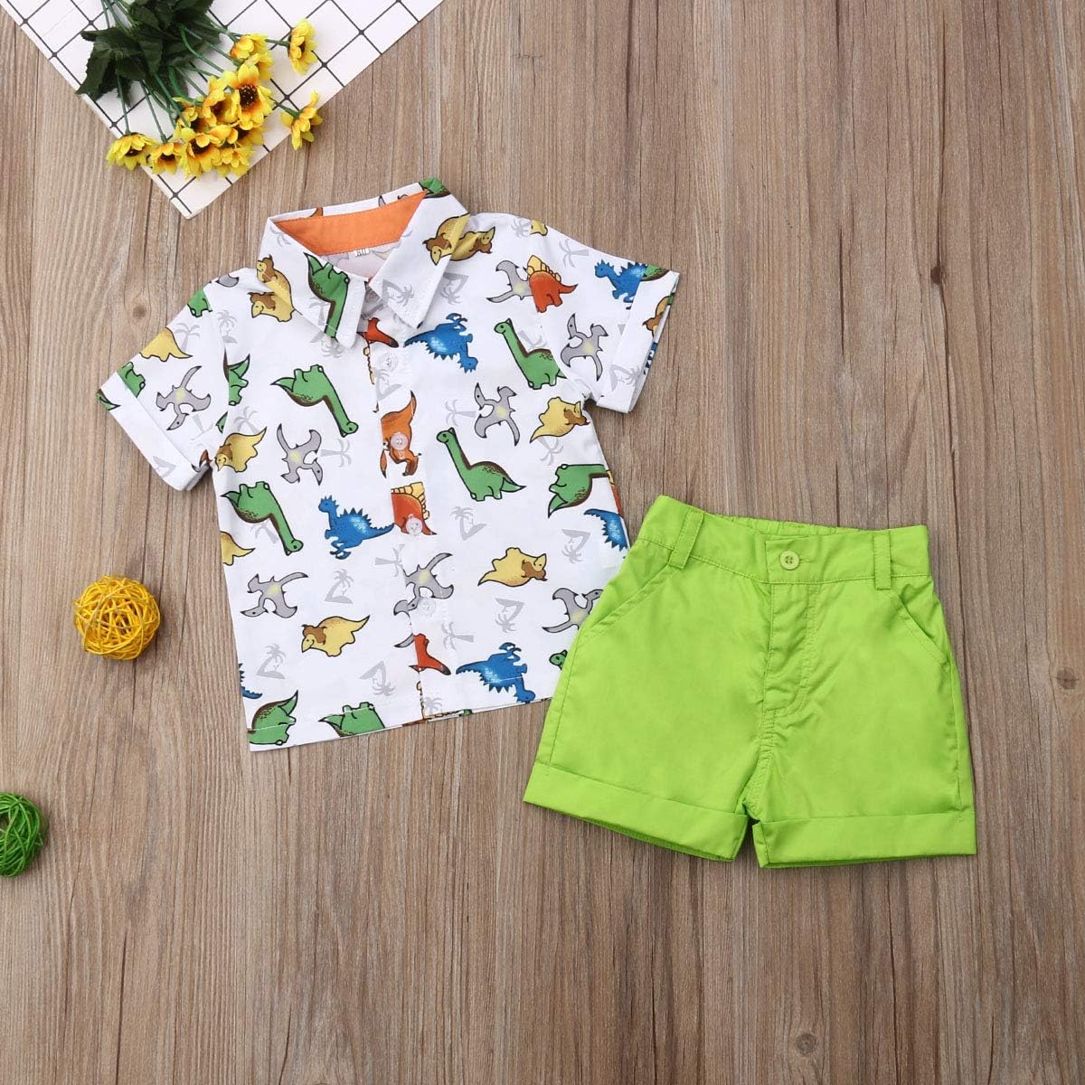 2Pcs Baby Boys Summer Clothing Sets Cute Letters Print Button Down Shirt+Shorts Outfits Toddler Clothes - Image 3