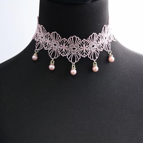 Pink Lace Choker Necklace Set, 10 Pieces3