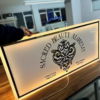 Custom Acrylic Backlit Sign, Rectangular Personalized Illuminated Logo Signs For Business, Storefront Design, Office Decor, Nail Salons, Beauty Studios, and Restaurant (14" to 60" Available)