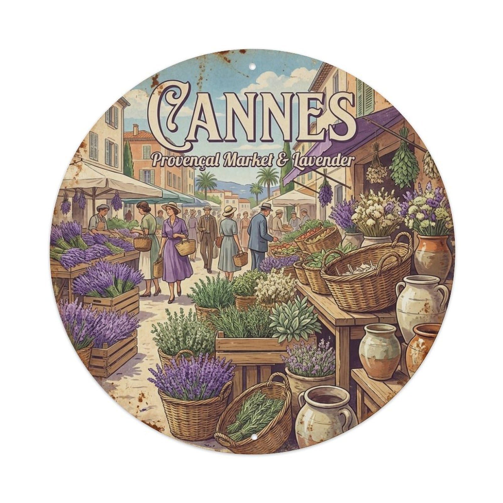 Cannes France Lavender Market Perfume Stalls Travel Metal Tin Sign